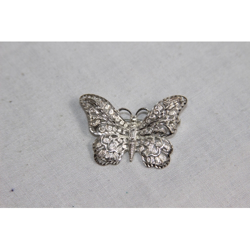 1013 - TWO BUTTERFLY FORM SILVER BROOCHES - ONE MADE IN JAPAN