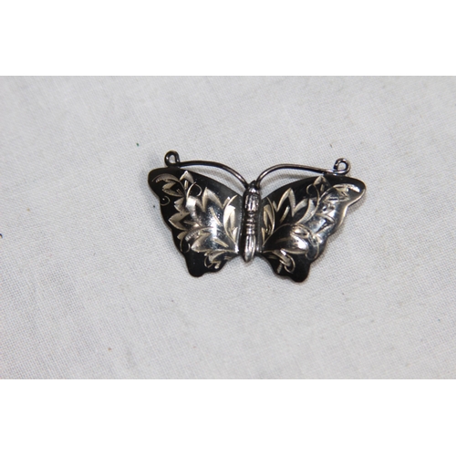 1013 - TWO BUTTERFLY FORM SILVER BROOCHES - ONE MADE IN JAPAN