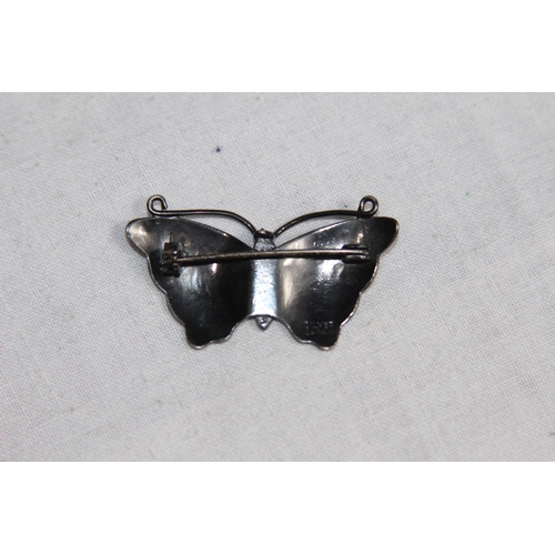 1013 - TWO BUTTERFLY FORM SILVER BROOCHES - ONE MADE IN JAPAN