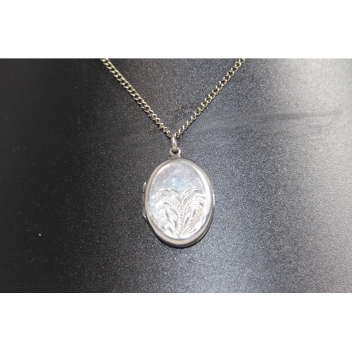 1016 - DEMI BRIGHT-CUT SILVER LOCKET NECKLACE