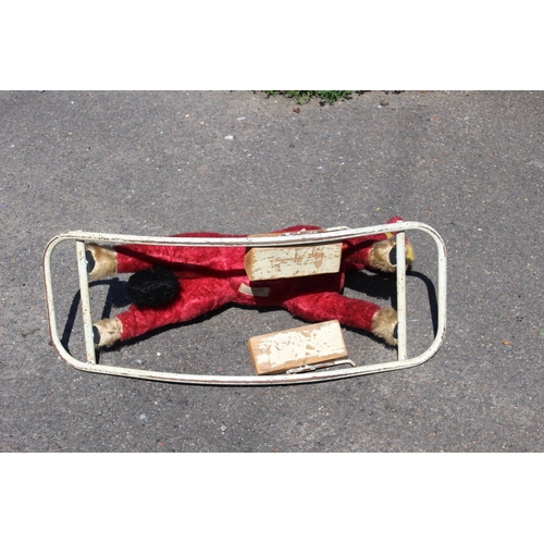 684 - VINTAGE RETRO 1950S SMALL LINES BROTHERS STRAW FILLED PINK MOHAIR ROCKING HORSE 
75 X 51CM