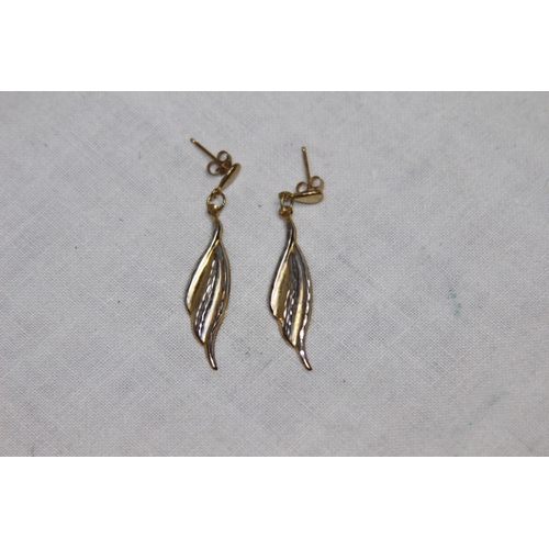 1165 - WHITE AND YELLOW 9CT GOLD DROP EARRINGS