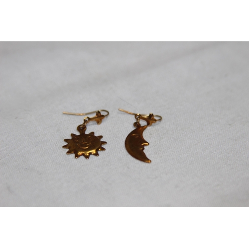 1167 - SUN AND MOON 9CT GOLD EARRINGS