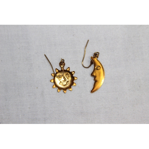 1167 - SUN AND MOON 9CT GOLD EARRINGS