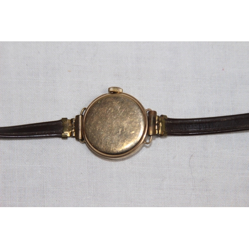 1168 - VINTAGE 9CT GOLD BACKED WRISTWATCH