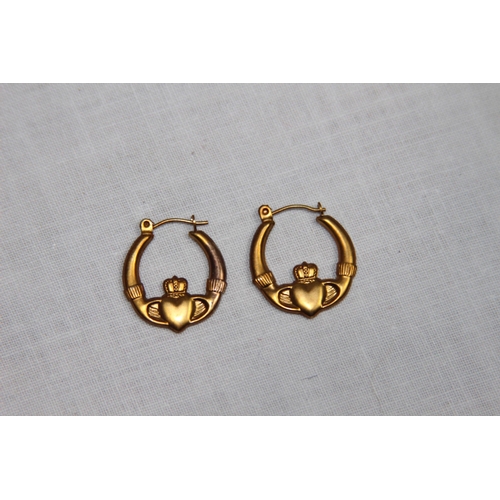 1173 - PAIR OF 9CT GOLD CLADDAGH EARRINGS