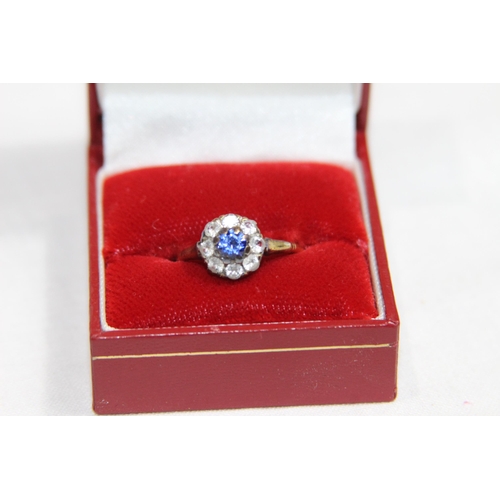 1188 - SAPPHIRE SET 9CT GOLD AND PLATINUM RING - 2.53G - SIZE O