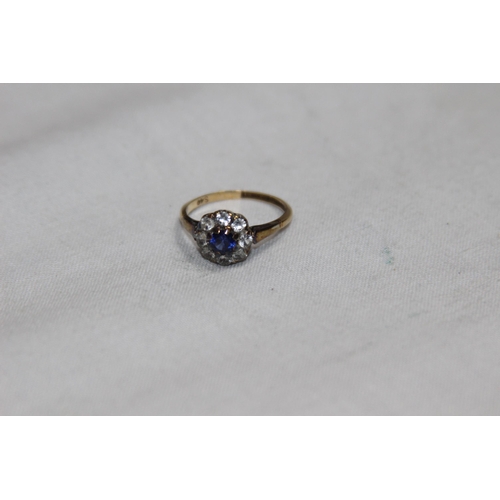 1188 - SAPPHIRE SET 9CT GOLD AND PLATINUM RING - 2.53G - SIZE O