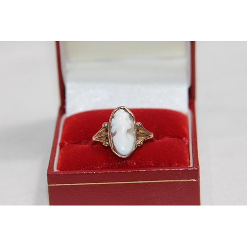 1195 - CHESTER 9CT GOLD ANTIQUE CAMEO RING - 2G - SIZE Q