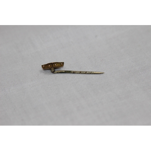 1212 - GOLD LATE 19CT CENTURY STICK PIN WITH INDISTINCT MARKS