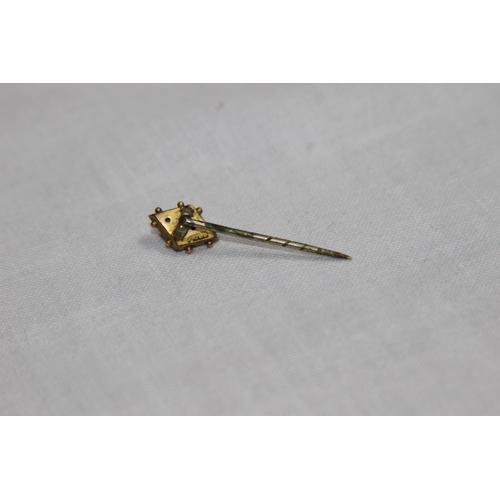 1212 - GOLD LATE 19CT CENTURY STICK PIN WITH INDISTINCT MARKS