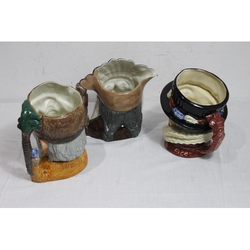 392 - 3 X ROYAL DOULTON TOBY JUGS - BEEFEATER, NORTH AMERICAN INDIAN AND ROBINSON CRUSOE 
17CM