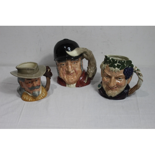 393 - 3 X ROYAL DOULTON TOBY JUGS - GONE AWAY, BACCHUS AND BUFFALO BILL
21CM