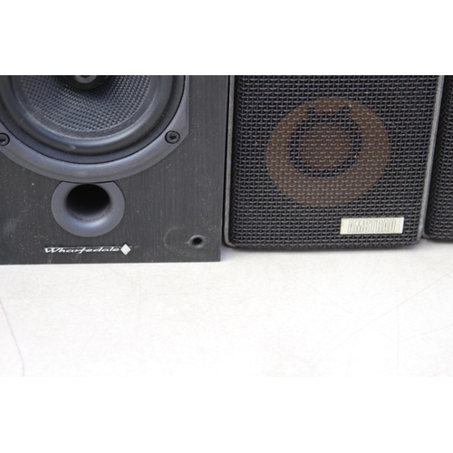 764 - VINTAGE PAIR OF WHARFDALE SPEAKERS, TEAC SPEAKER AND PAIR OF AMSTRAD SPEAKERS