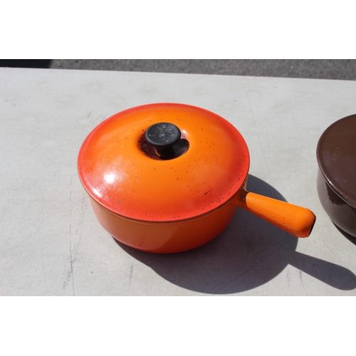 600 - 2 X LE CREUSET PANS AND CONISTENCE PAN