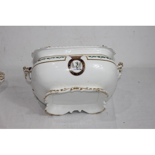 318 - ANTIQUE RARE CHAMBERLAIN WORCESTER TUREEN AND PLATE 
18CM