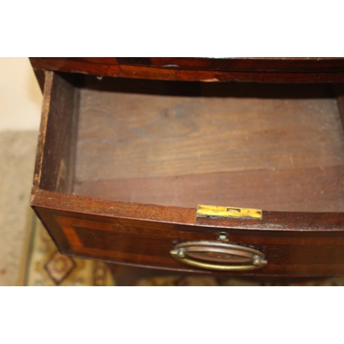 38 - EDWARDIAN BOW FRONTED INLAID 2/2 CHEST OF DRAWERS 
88X 48 X 88CM