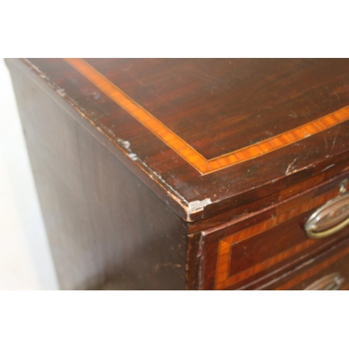 38 - EDWARDIAN BOW FRONTED INLAID 2/2 CHEST OF DRAWERS 
88X 48 X 88CM