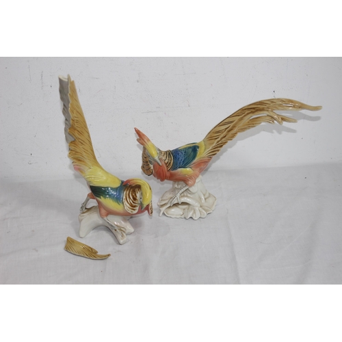 360 - PAIR OF VINTAGE BIRD FIGURES - ONE A/F 
30CM