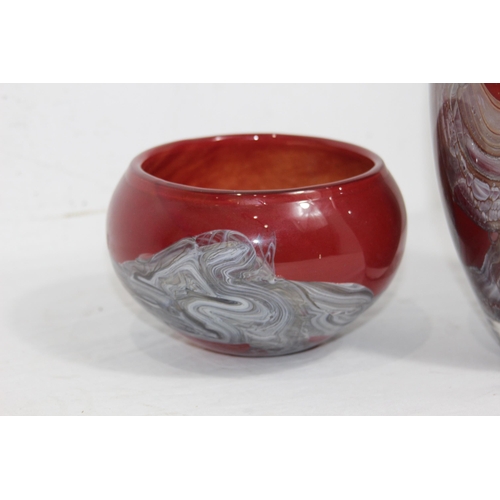 374 - ART GLASS VASE AND BOWL STAMPED RG BB TO BOTTOM
24CM