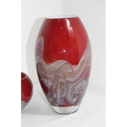 374 - ART GLASS VASE AND BOWL STAMPED RG BB TO BOTTOM
24CM