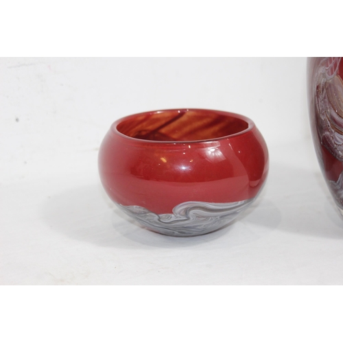 374 - ART GLASS VASE AND BOWL STAMPED RG BB TO BOTTOM
24CM