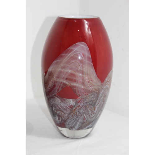 374 - ART GLASS VASE AND BOWL STAMPED RG BB TO BOTTOM
24CM