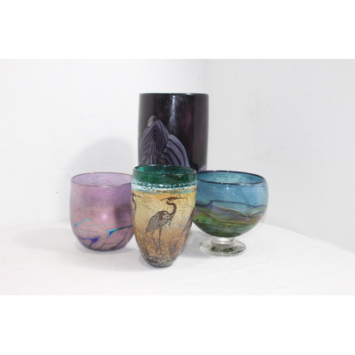 375 - 4 X ART GLASS VASES 
30CM