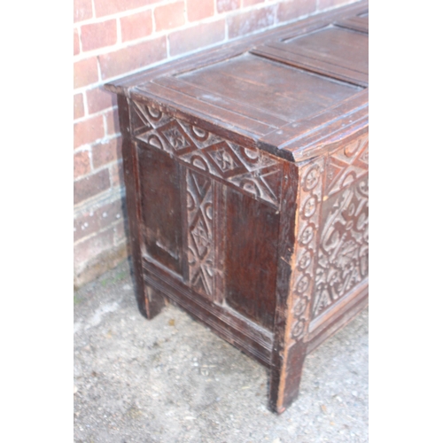 57 - ANTIQUE CIRCA 1720S JACOBEAN TRUNK 
123 X 55 X 58CM