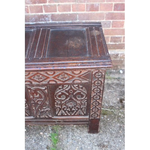 57 - ANTIQUE CIRCA 1720S JACOBEAN TRUNK 
123 X 55 X 58CM