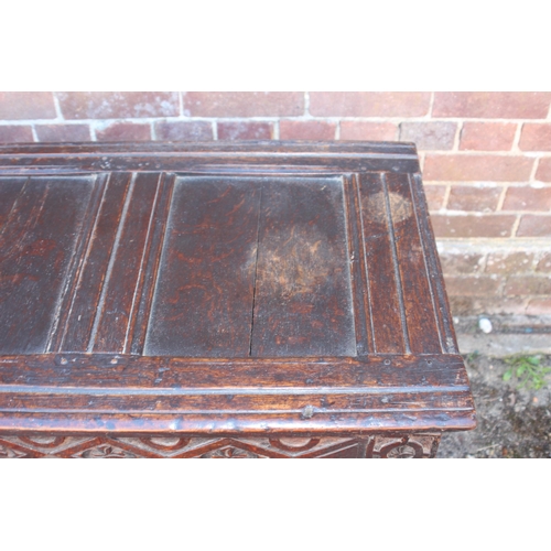 57 - ANTIQUE CIRCA 1720S JACOBEAN TRUNK 
123 X 55 X 58CM