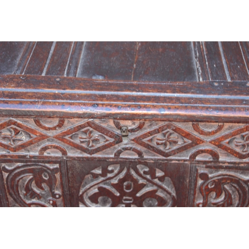 57 - ANTIQUE CIRCA 1720S JACOBEAN TRUNK 
123 X 55 X 58CM