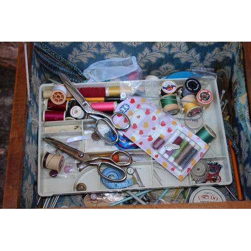 61 - VINTAGE WORKBOX AND CONTENTS AND CUTLERY BOX
45X 35 X 77CM