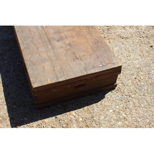 63 - VINTAGE WOODEN TOOL / WORK BOX 
123 X 63 X 24CM