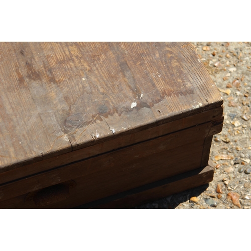 63 - VINTAGE WOODEN TOOL / WORK BOX 
123 X 63 X 24CM