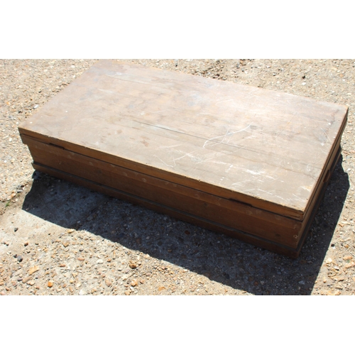 63 - VINTAGE WOODEN TOOL / WORK BOX 
123 X 63 X 24CM