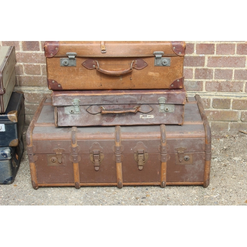 127 - 7 X VINTAGE SUITCASES 
90 X 53 X 34CM