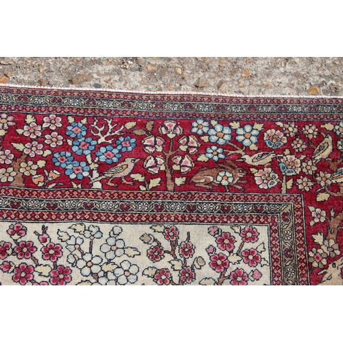 244 - VINTAGE RUG EMBROIDERED WITH GAME 
137 X 127CM