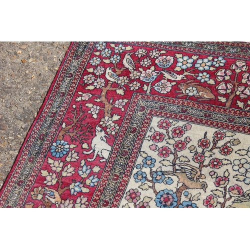 244 - VINTAGE RUG EMBROIDERED WITH GAME 
137 X 127CM