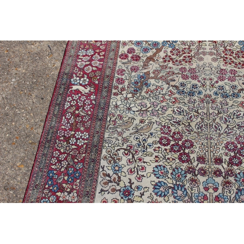 244 - VINTAGE RUG EMBROIDERED WITH GAME 
137 X 127CM