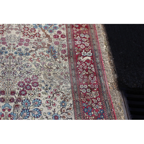 244 - VINTAGE RUG EMBROIDERED WITH GAME 
137 X 127CM