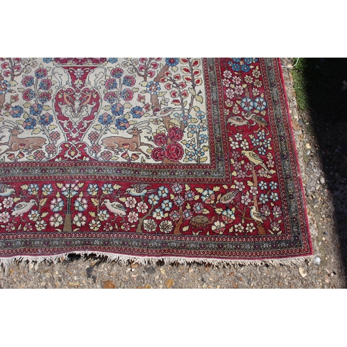 244 - VINTAGE RUG EMBROIDERED WITH GAME 
137 X 127CM