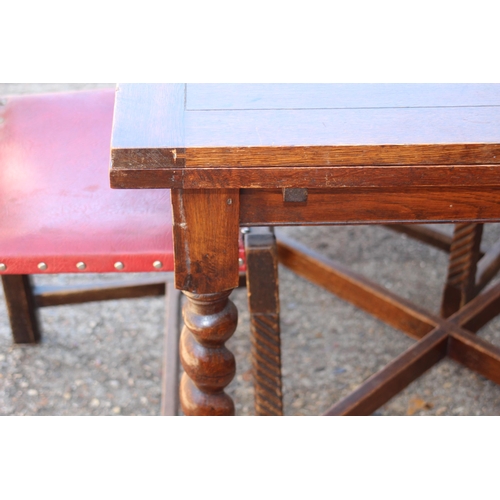 73 - VINTAGE BARLEY TWIST EXTENDING TABLE AND CHAIRS 
148 X 90 X 75CM