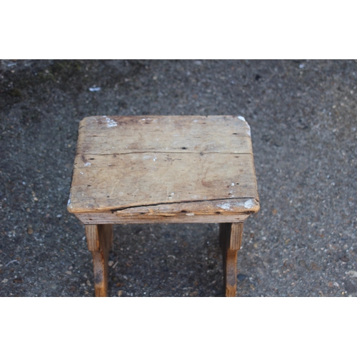 82 - VINTAGE PINE TABLE,STOOL and MILKING STOOL 
42 X 78CM