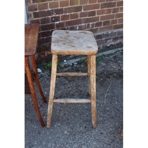 82 - VINTAGE PINE TABLE,STOOL and MILKING STOOL 
42 X 78CM