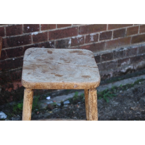 82 - VINTAGE PINE TABLE,STOOL and MILKING STOOL 
42 X 78CM