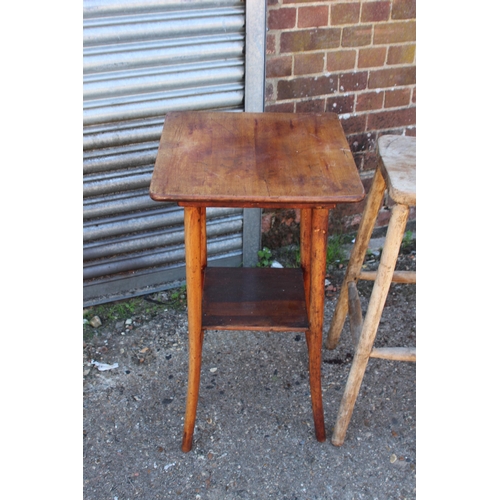 82 - VINTAGE PINE TABLE,STOOL and MILKING STOOL 
42 X 78CM