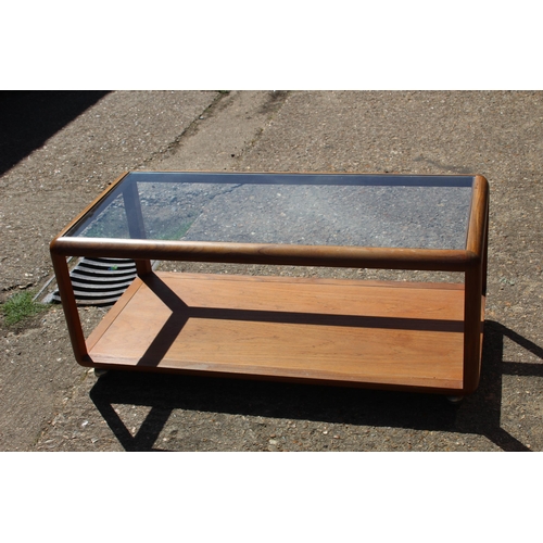 100 - RETRO GPLAN GLASS TOPPED COFFEE TABLE 
110 X 52 X 50CM