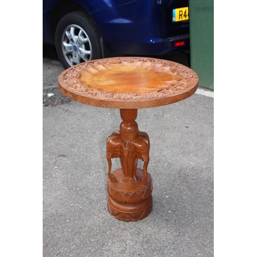 103 - VINTAGE CARVED WOODEN ELEPHANT HEAD SIDE TABLE 
50 X 61CM