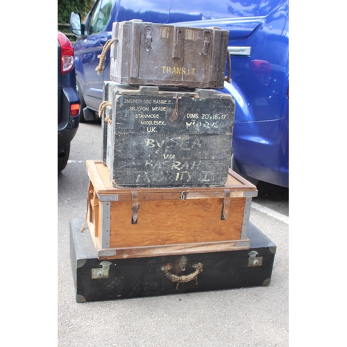 104 - 4 X VINTAGE TRUNKS 
98 X 46 X 22CM